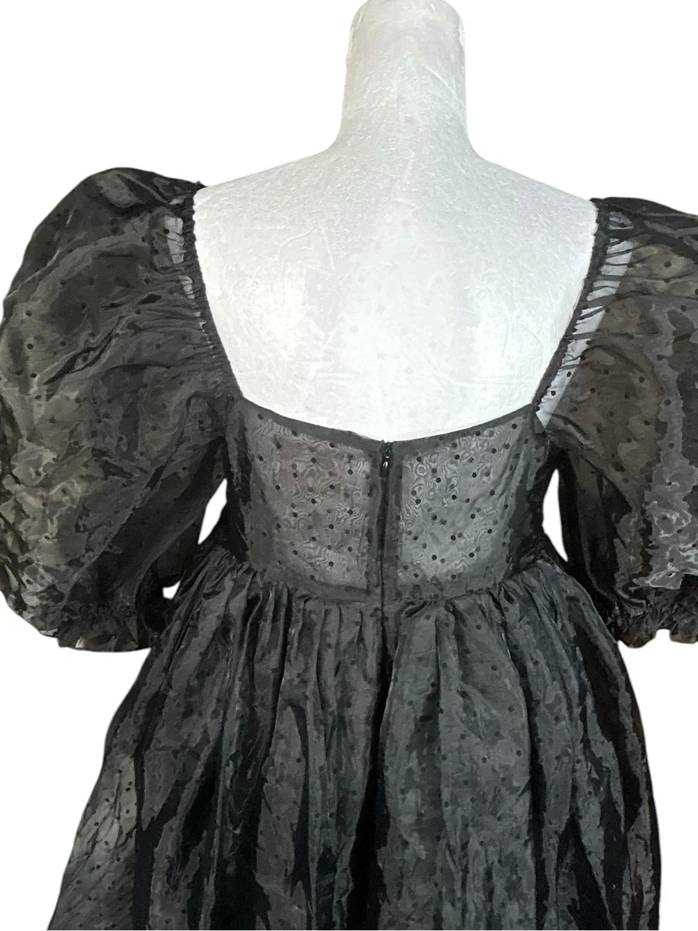 Selkie Caviar French Puff Dress L NWOT Organza Dark Romantic Whimsigoth Evening